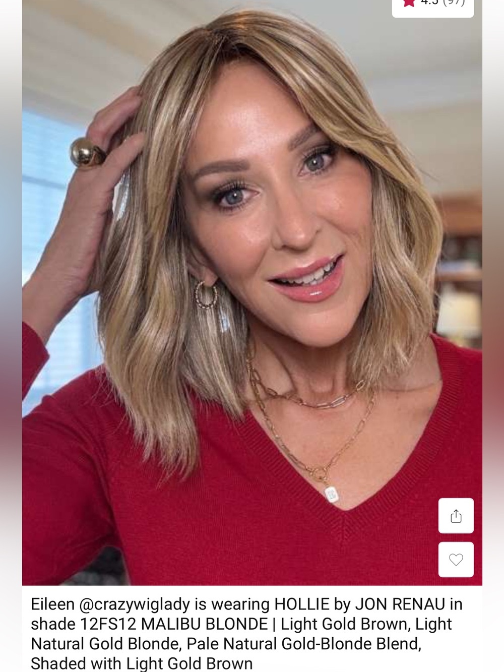 Hollie wig in Malibu blonde by Jon Renau bangs slightly wavy gorgeous 12FS12